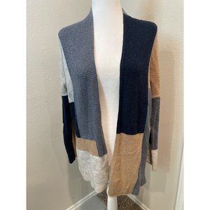 Lucky Brand Blue Color Block Open Front Cardigan